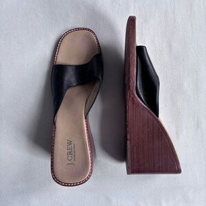 J. Crew Black Wedge Slides